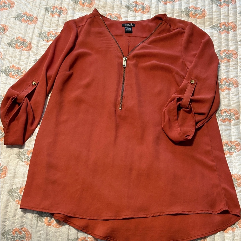 Rue21 Rust Zipper Blouse